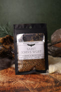 St. John's Wort dried herb in a 1/2 oz Wild Raven's Nest bag, Warding & Protection