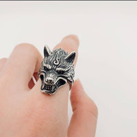 Stainless steel steel ring - Wolf size 10 - Wild Raven