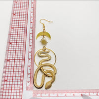 Star and moon Golden Snake Earrings - Wild Raven