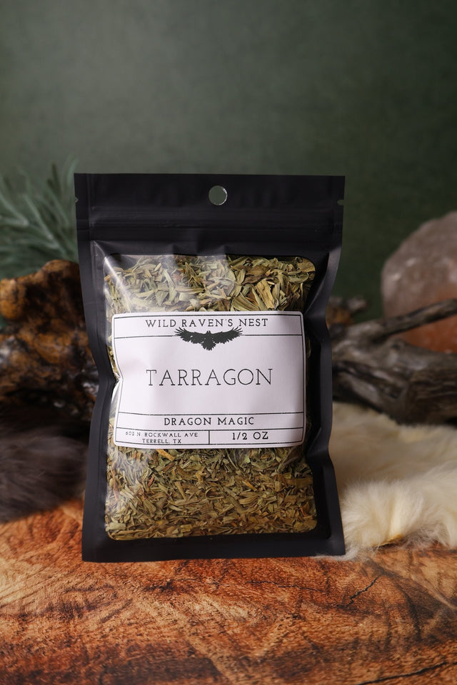 Tarragon dried herb in a 1/2 oz Wild Raven's Nest bag, Dragon Magic