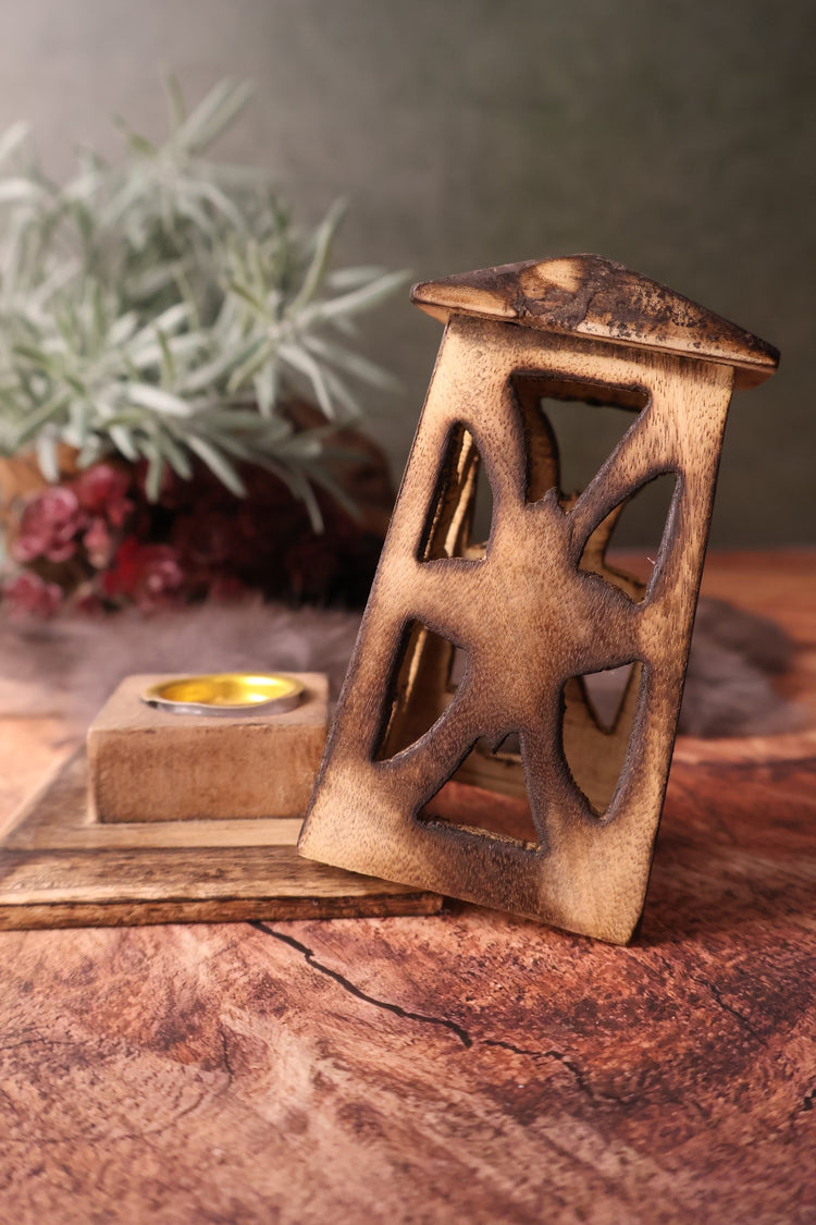 Carved Wood Incense Cone Tower