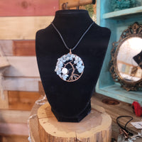 Aquamarine/Abalone Copper Woven Pendant - Wild Raven