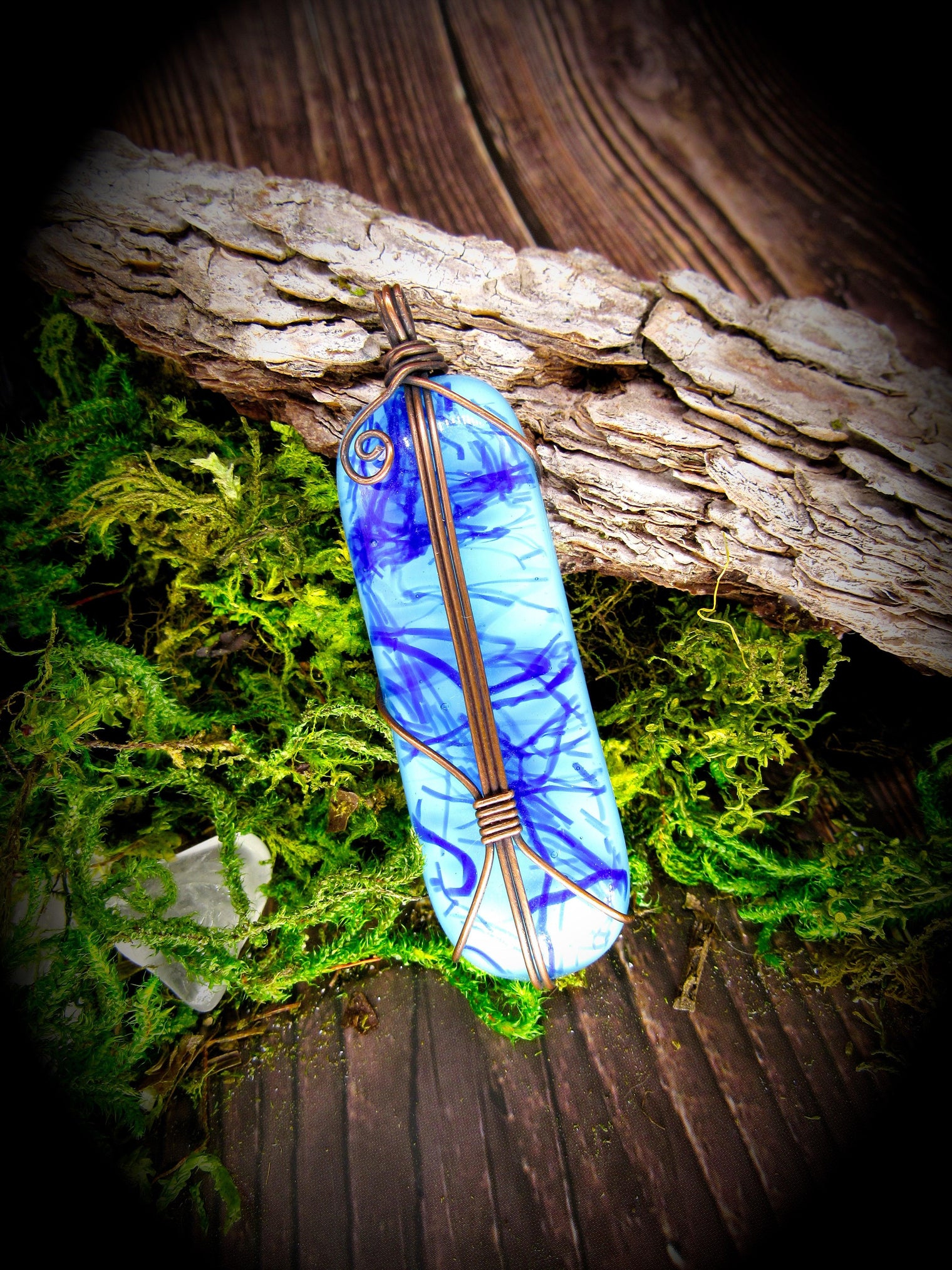 Fused Glass Pendant - Wild Raven