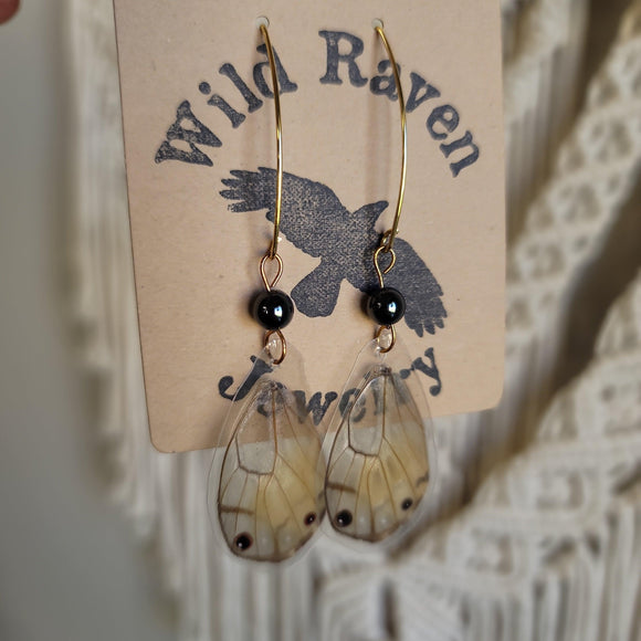 Moth - hematite 18k earrings - Wild Raven