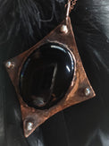 Obsidian Scrying shield Pendant - Wild Raven