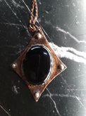 Obsidian Scrying shield Pendant - Wild Raven