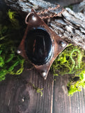 Obsidian Scrying shield Pendant - Wild Raven