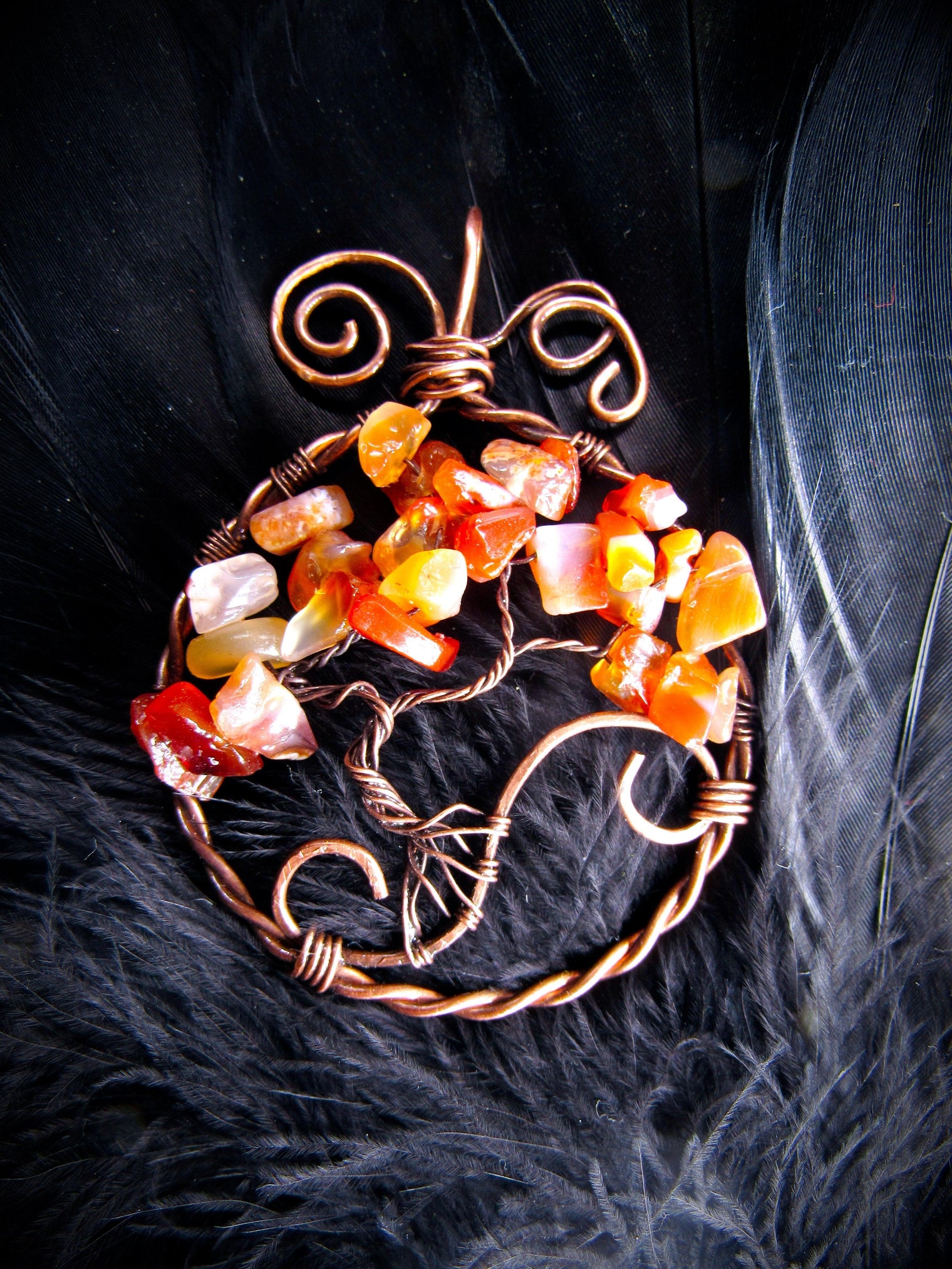 Red Eye Agate Tree of life Pendant - Wild Raven