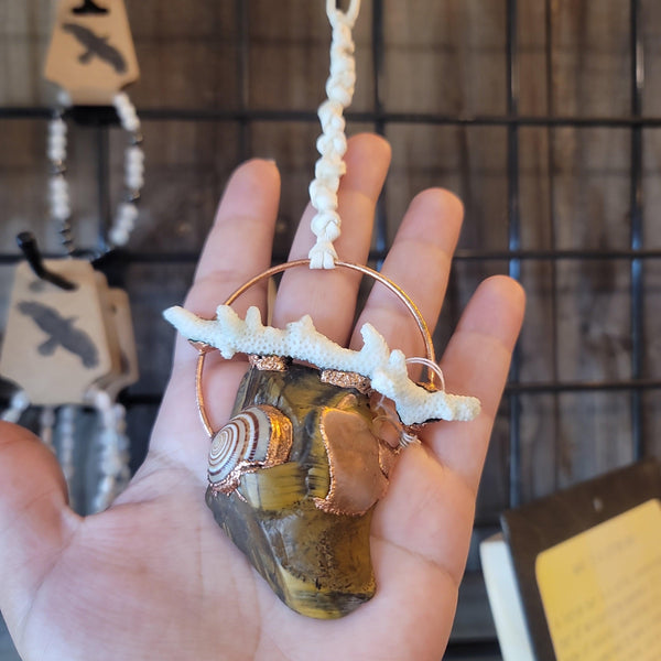 Tigers Eye/Coral/Shell Necklace - Wild Raven